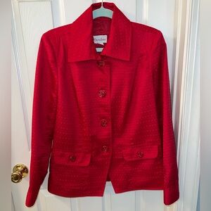 TanJay Red Waffle Weave Button Front Jacket/Blazer Sz 10